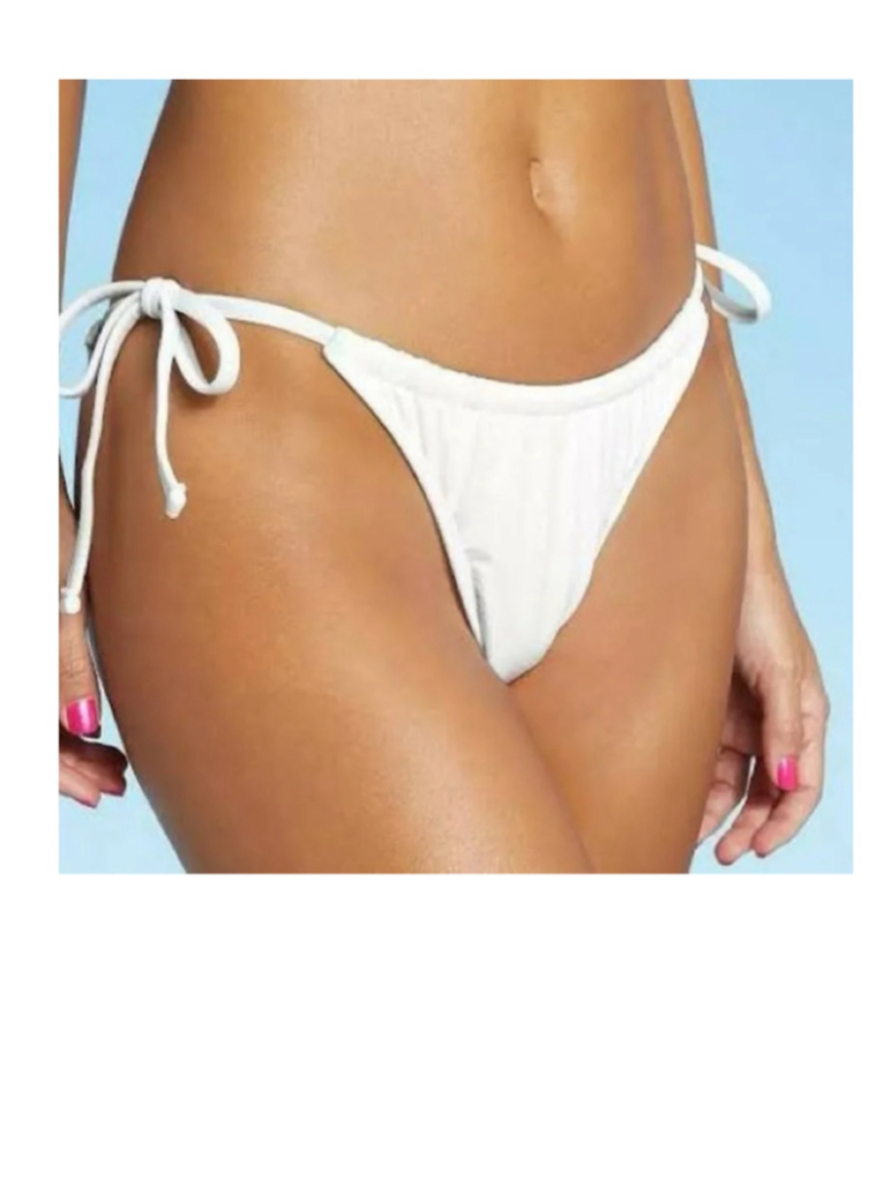 Women's Target White High Leg Scoop Waist Ruched Side-Tie Bikini Bottom Size XS